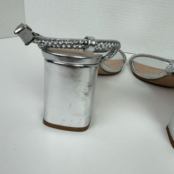Steve Madden Hurrah Dress Sandals Silver Strappy Heels Crystal Embellishment 8 - Picture 10 of 11